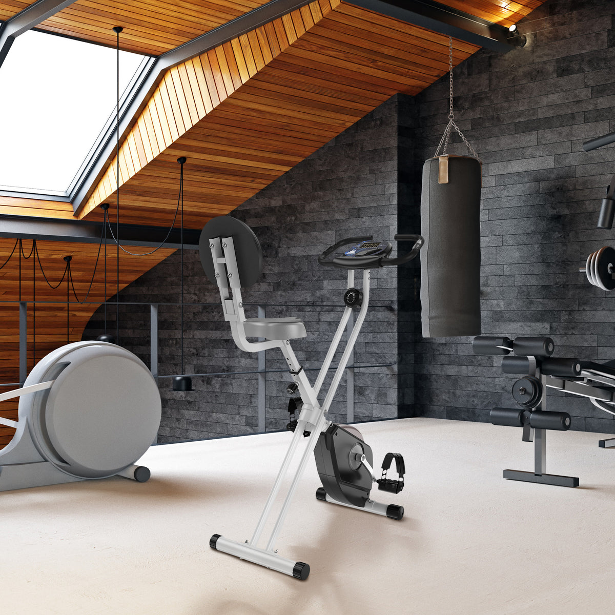 Hometrainer fietstrainer met 8-traps instelbare magnetische weerstand in hoogte verstelbaar staal zwart+grijs (2)