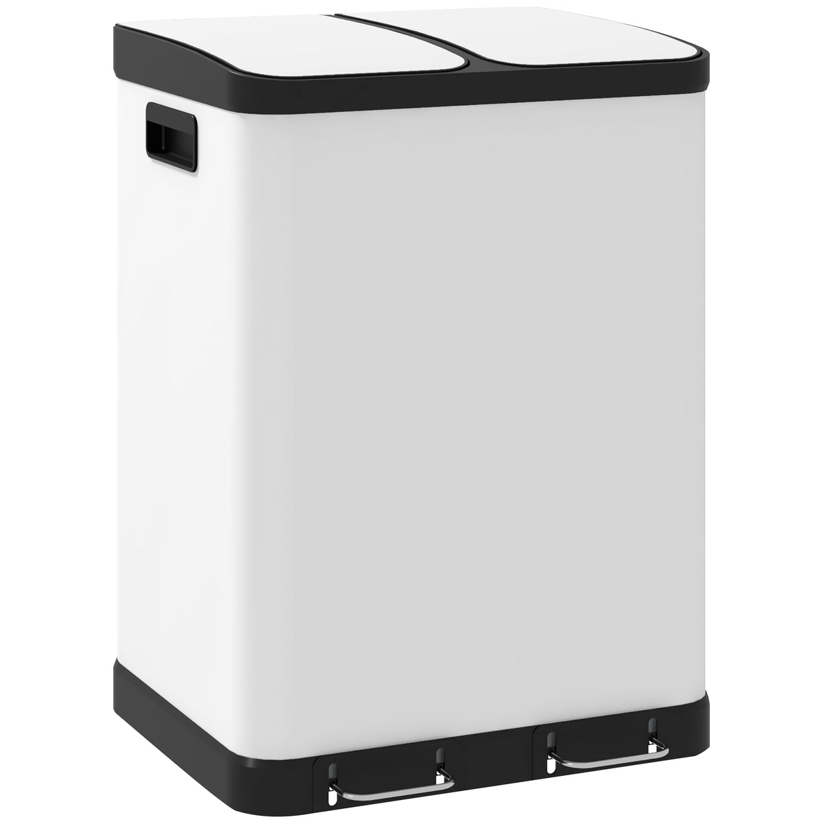 Afvalemmer met dubbel vak, 2 x 30L, vingerafdrukbestendig, pedaal, uitneembare binnenemmers, grijs