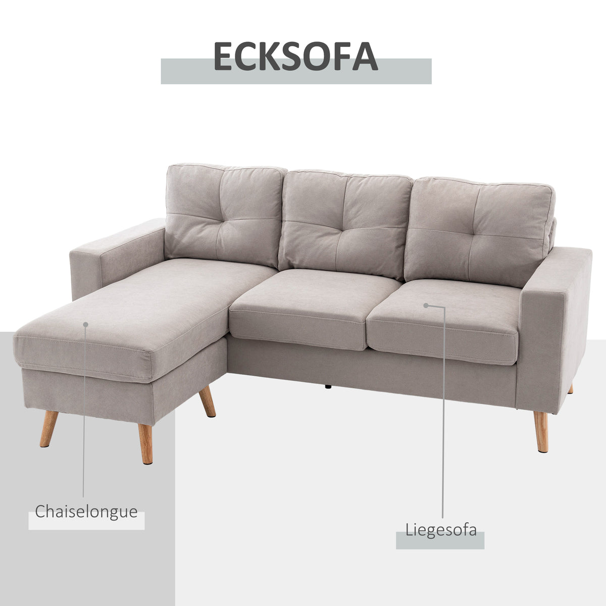 3-zits hoekbank, linnenlook, omkeerbare chaise longue, 193x136x85 cm, lichtgrijs (6)