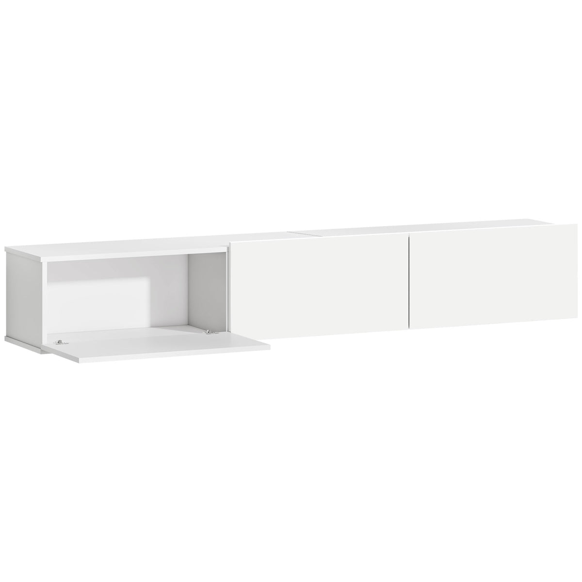 Zwevend tv-meubel, wandmontage, 3 lades, veel opbergruimte, 180 cm, wit