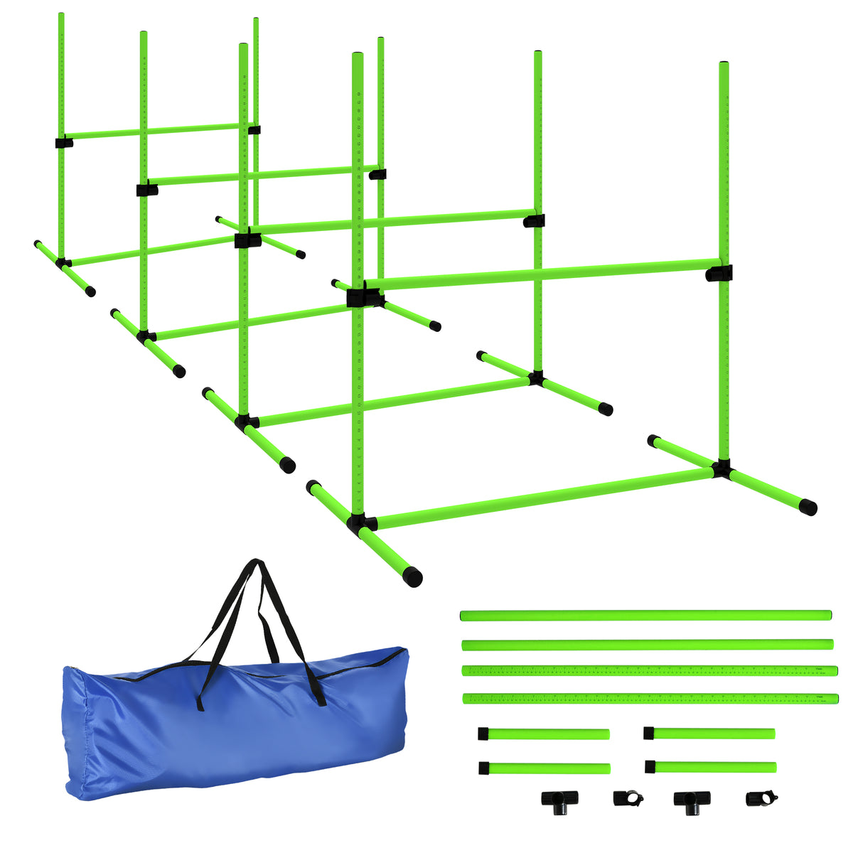 Agility-set hond 4-delig in hoogte verstelbaar agility-uitrusting met 4 hindernissen draagtas 99 x 65 x 94 cm
