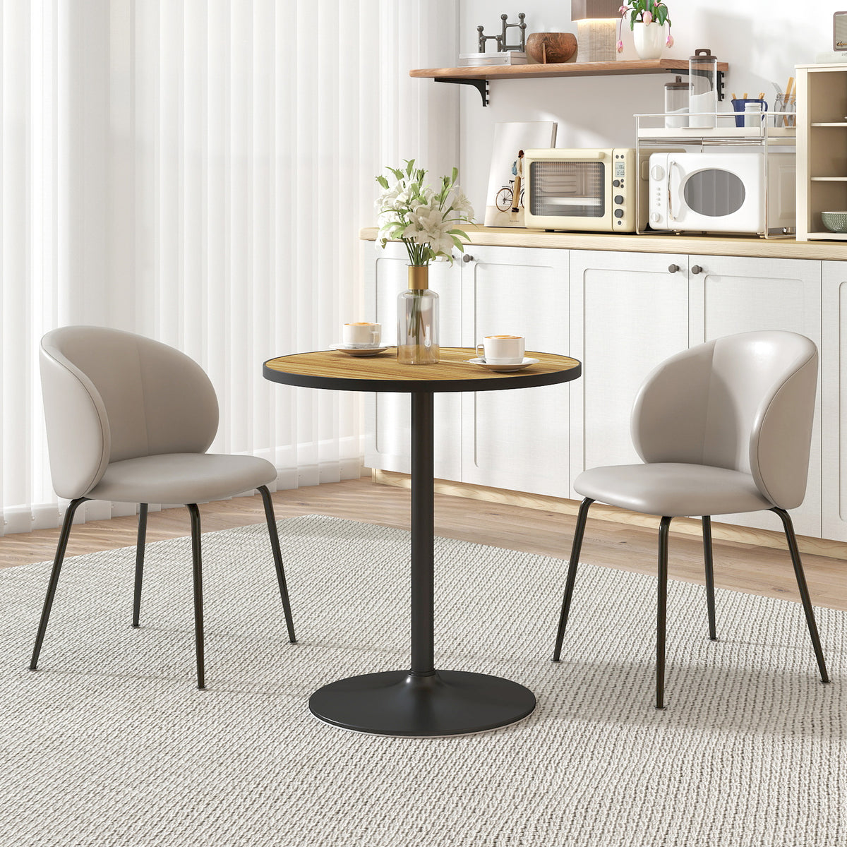 Ronde eettafel, eikenlook, compact design, voor 2-4 personen, eiken (2)