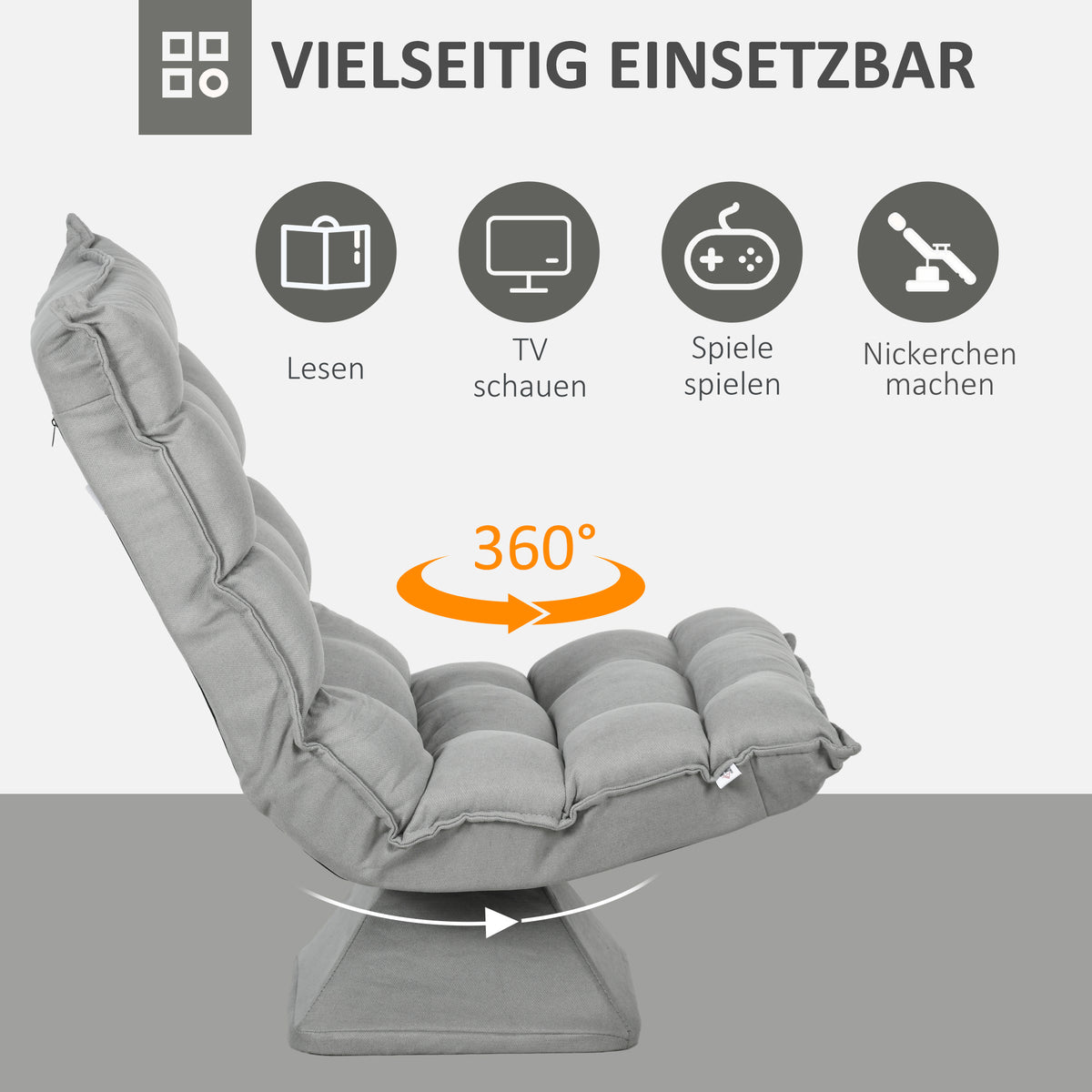 Relaxfauteuil leesfauteuil, draaibaar, fluweeloptiek, 62 cm x 70 cm x 95 cm, lichtgrijs (6)