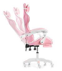 Gamingstuhl mit Fußstütze, rosa, verstellbar + Massagekissen – Produktabbildung 5