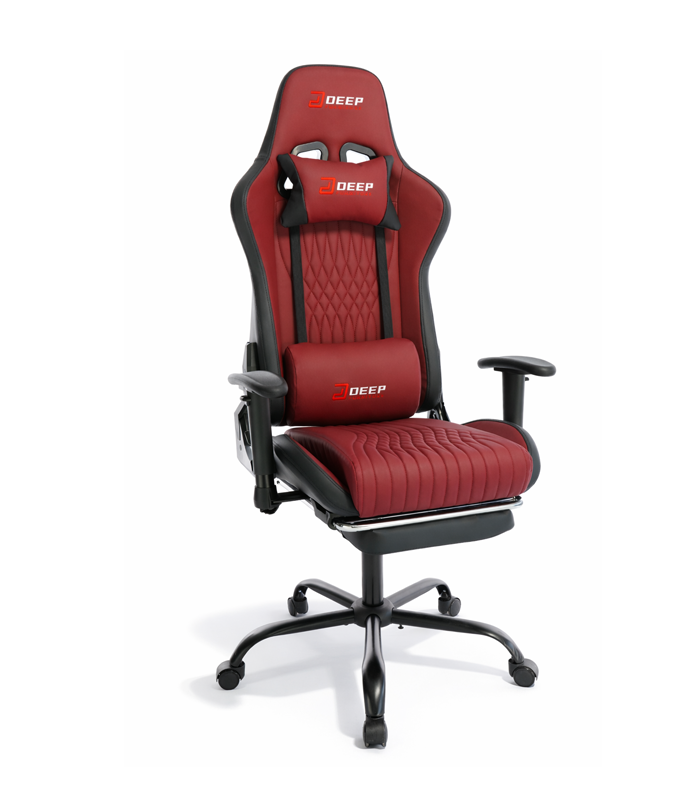 Ergonomischer roter Gamingstuhl mit Fußstütze und Höhenverstellung – Gamingstuhl für Büro und Zimmer