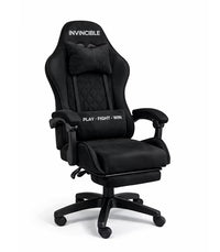 Gamingstuhl Schwarz Drehbar Bürostuhl für den Schreibtisch mit Fußstütze