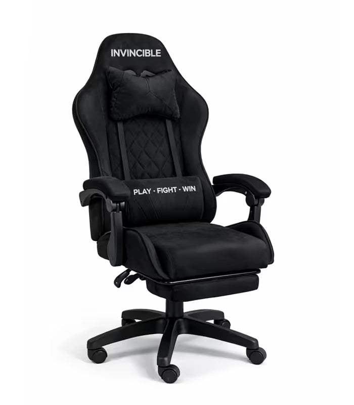 Gamingstuhl Schwarz Drehbar Bürostuhl für den Schreibtisch mit Fußstütze