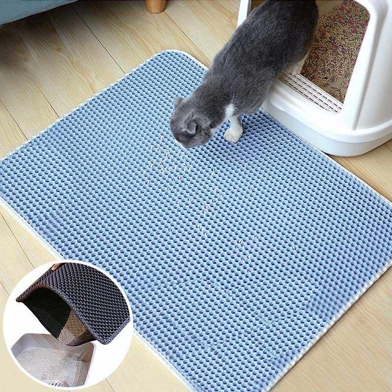 Katzenstreumatte für die Katzentoilette – hellblau