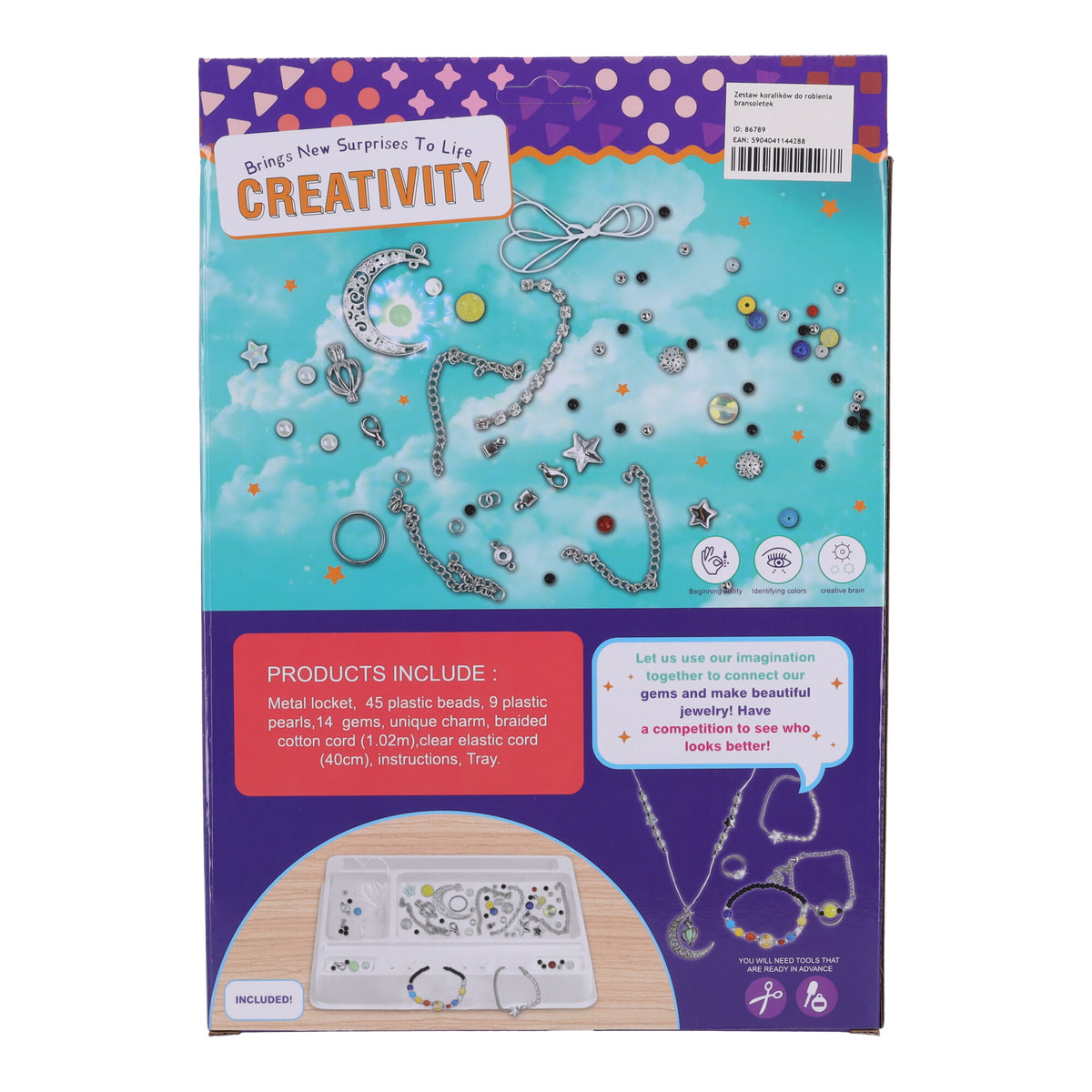 Set aus leuchtendem Anhänger und Perlenarmband mit Planetenmotiv – Produktabbildung 2