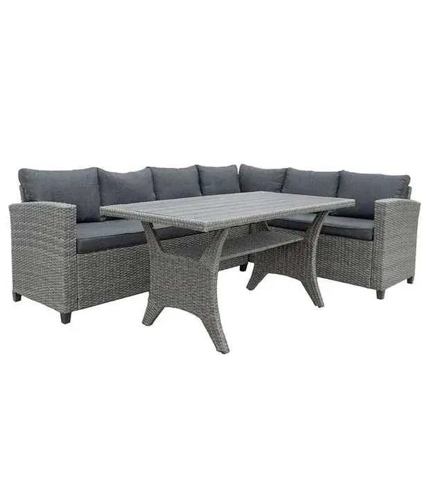 Gartenmöbel-Set Komplettset für die Terrasse Ecklounge Polyrattan + Tisch – Produktabbildung 3
