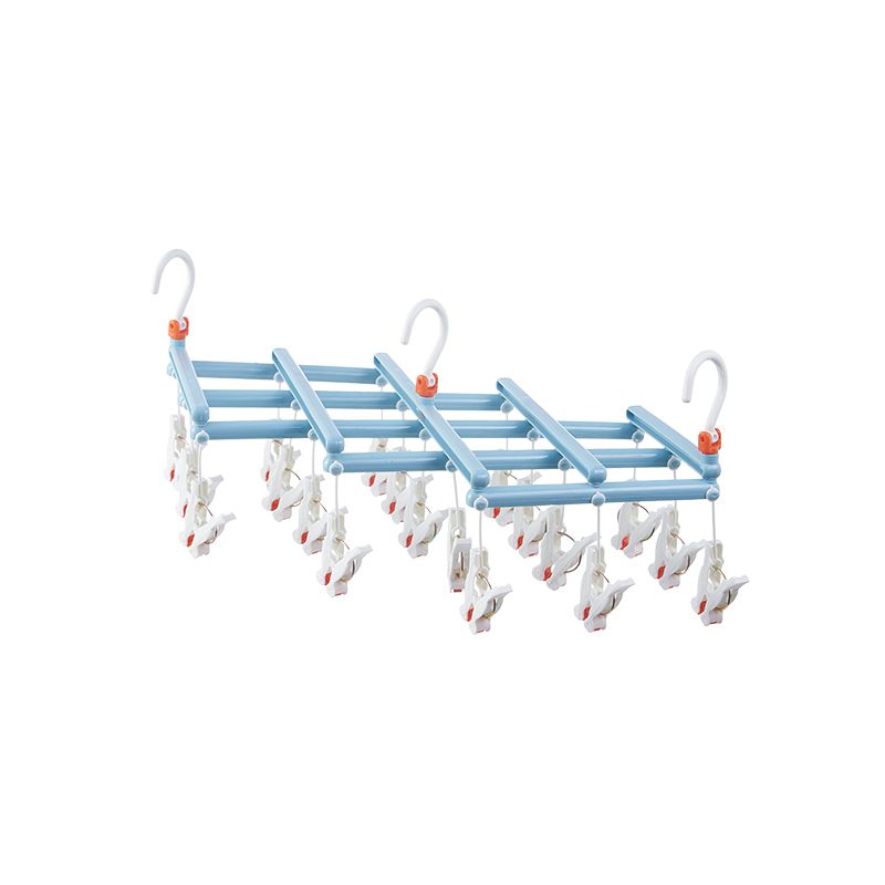 Praktischer klappbarer Wäschebügel mit Clips, 19 Clips, hellblau
