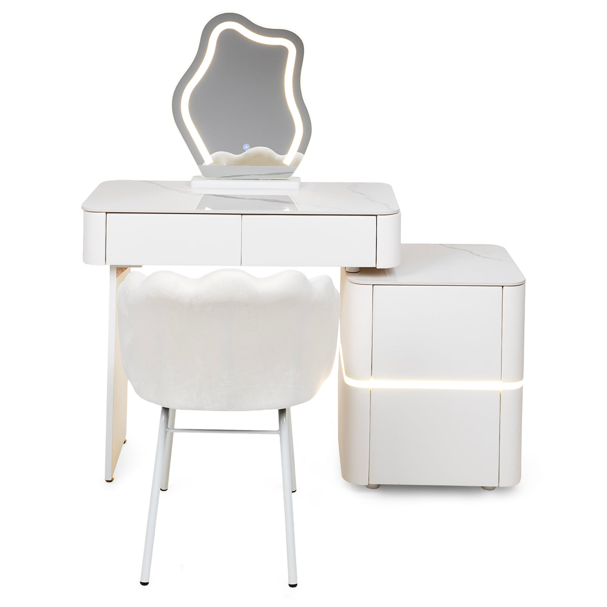 LED-Schminktisch Lilia – Weiß – 100 cm breite Tischplatte – Produktabbildung 2