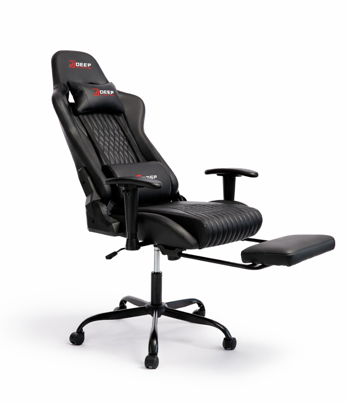 Ergonomischer schwarzer Gamingstuhl mit Fußstütze und Höhenverstellung – Gamingstuhl für Büro und Zimmer – Produktabbildung 4