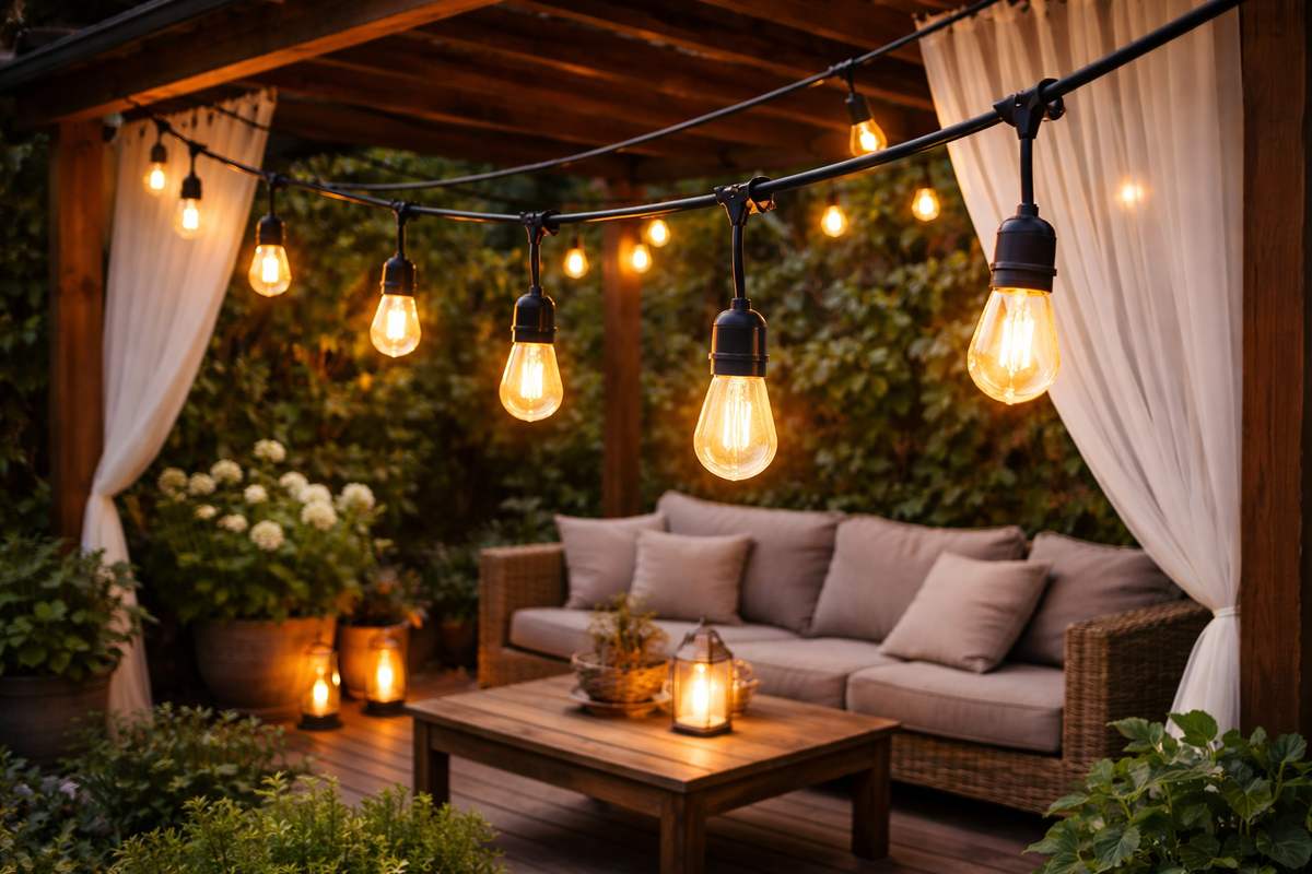 Garten-Lichterkette 20 m, 20 LED-Glühbirnen, Netzbetrieb, wasserdicht – Produktabbildung 2