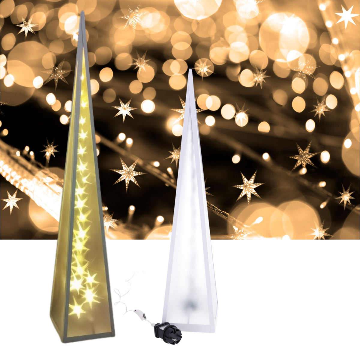 Weihnachts-LED-Lampe mit rotierenden Sternen – 90 cm