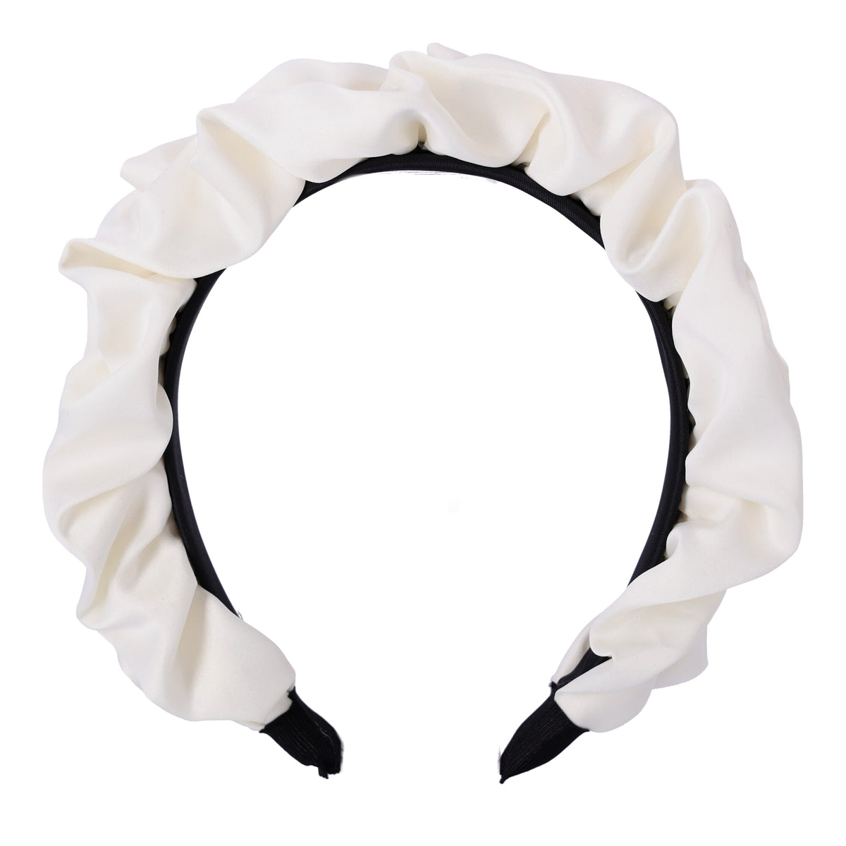 Satin-Haarreif – weiß mit Perlen