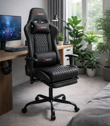Ergonomischer schwarzer Gamingstuhl mit Fußstütze und Höhenverstellung – Gamingstuhl für Büro und Zimmer – Produktabbildung 6