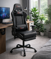 Ergonomischer schwarzer Gamingstuhl mit Fußstütze und Höhenverstellung – Gamingstuhl für Büro und Zimmer – Produktabbildung 6