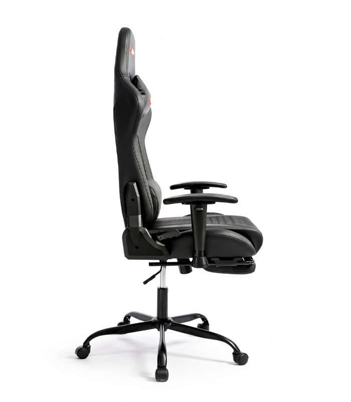 Ergonomischer schwarzer Gamingstuhl mit Fußstütze und Höhenverstellung – Gamingstuhl für Büro und Zimmer – Produktabbildung 2