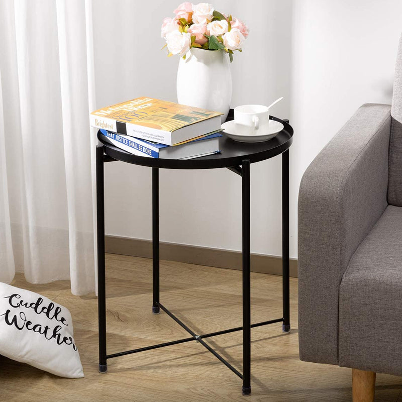 Runder Metalltisch im Loft-Stil – schwarz