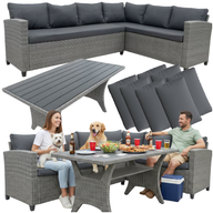 Gartenmöbel-Set Komplettset für die Terrasse Ecklounge Polyrattan + Tisch
