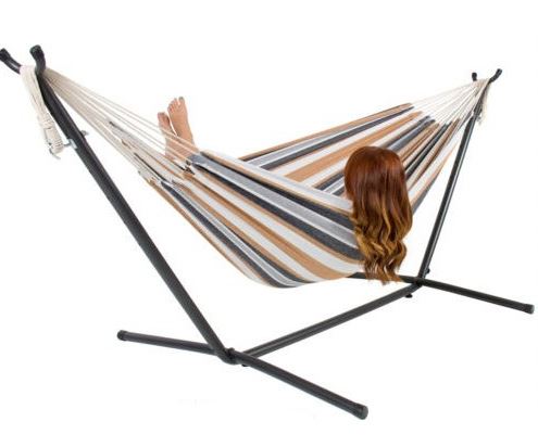 Camping-Hängematte mit Metallgestell – Streifen