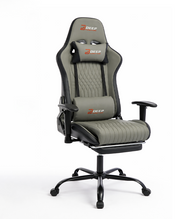 Ergonomischer grauer Gamingstuhl mit Fußstütze und Höhenverstellung – Gamerstuhl für Büro und Zimmer