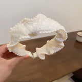 Breites Haarband mit kleinen Perlen - weiß – Produktabbildung 4