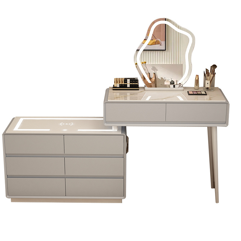 Schminktisch mit induktivem Ladegerät/Möbelset, Laura - 80 cm - weiß