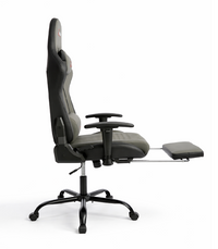 Ergonomischer grauer Gamingstuhl mit Fußstütze und Höhenverstellung – Gamerstuhl für Büro und Zimmer – Produktabbildung 2