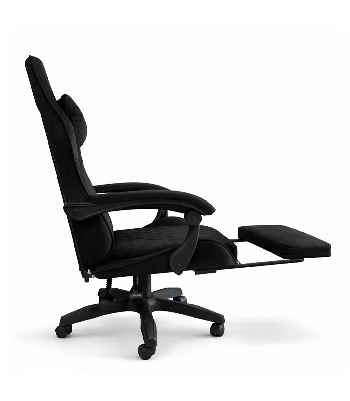 Gamingstuhl Schwarz Drehbar Bürostuhl für den Schreibtisch mit Fußstütze – Produktabbildung 4
