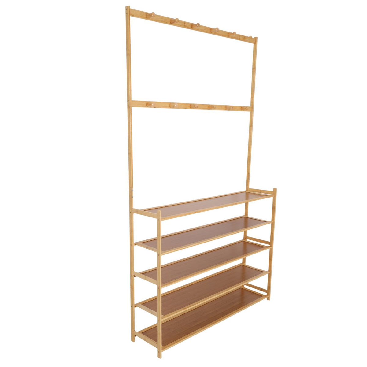 Schuhschrank mit 5 Ablagen und Kleiderhaken, 100 cm Länge