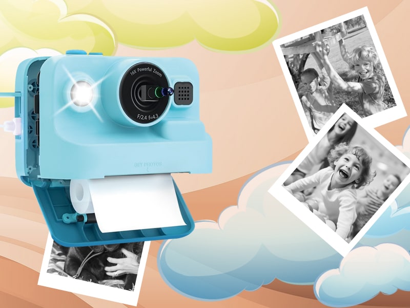 Sofortbildkamera mit Videodrucker, 3 Rollen, Pink – Produktabbildung 2
