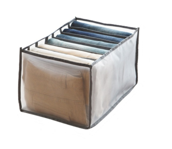 Kleiderschrank-Organizer mit 7 Fächern für Jeans – weiß