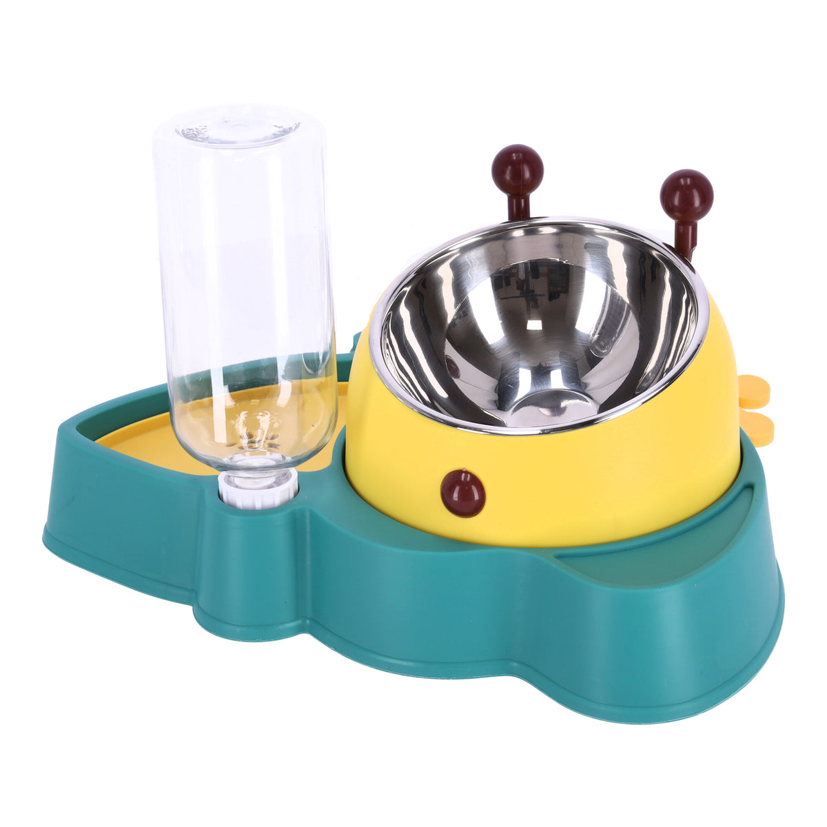 Napf mit automatischem Wasserspender für Hunde und Katzen, 2-in-1 – grün – Produktabbildung 3