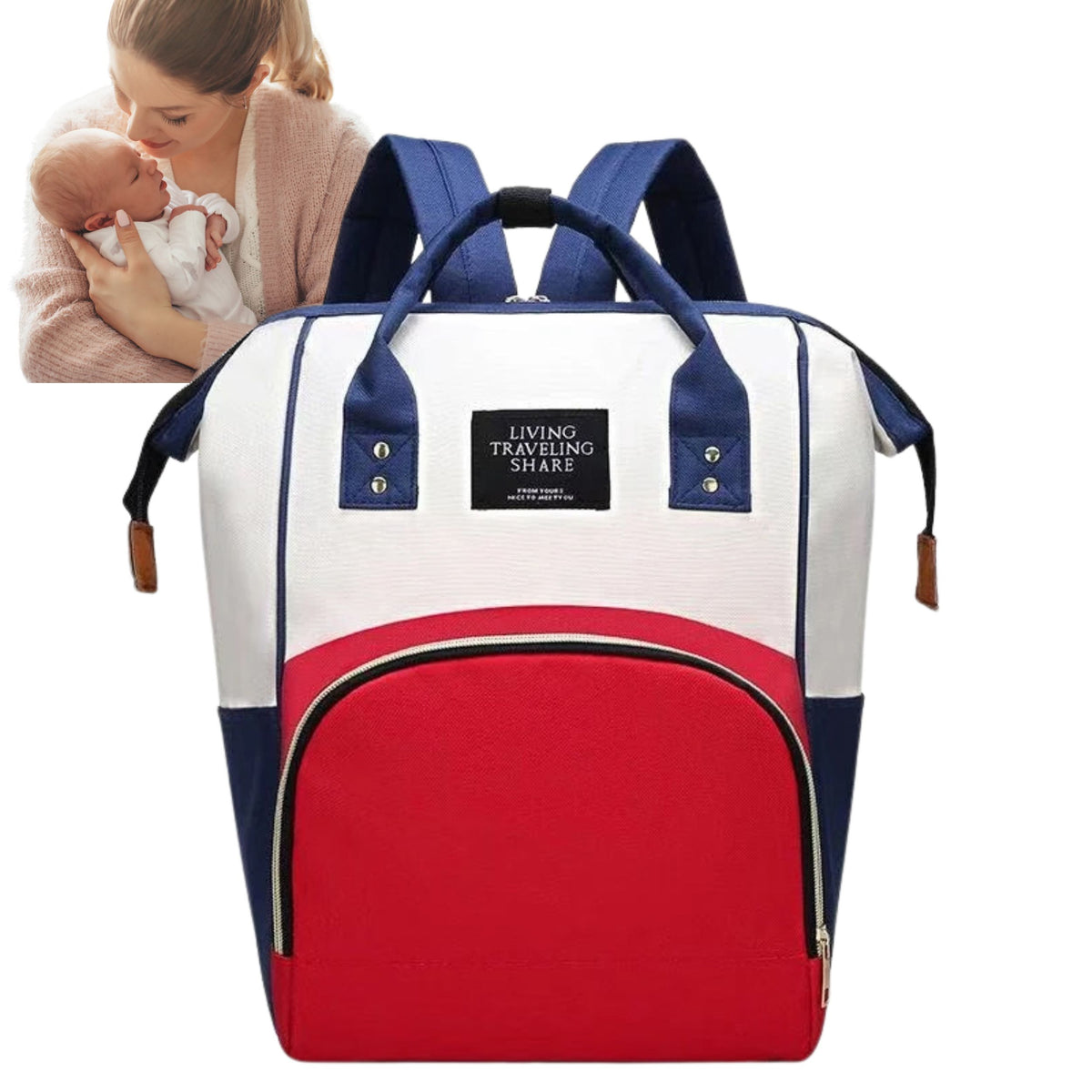 Rucksack / Tasche für Mama – weiß, rot und blau
