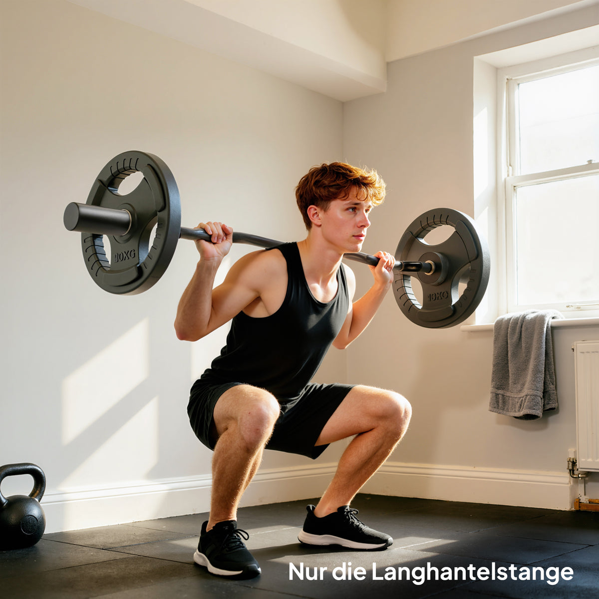 Olympische stang, gewichthefstang, 5 cm hulzen, staal, 100 kg belastbaarheid, zwart (2)