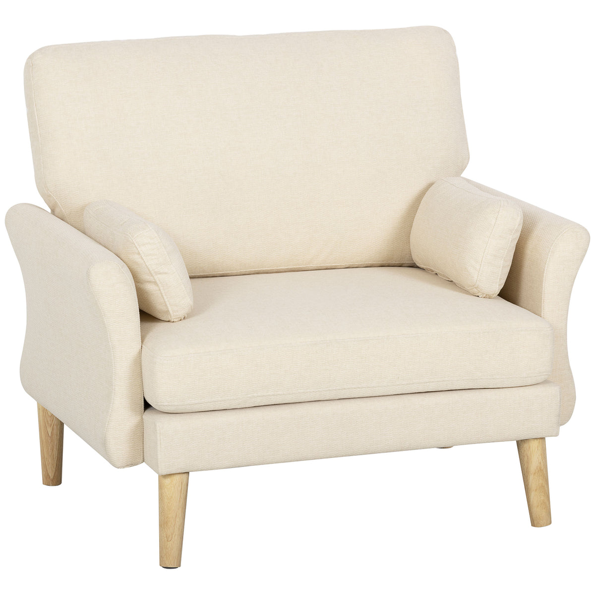 Fluweel beklede fauteuil, extra grote accentstoel met houten poten, leesstoel voor woon- en slaapkamer