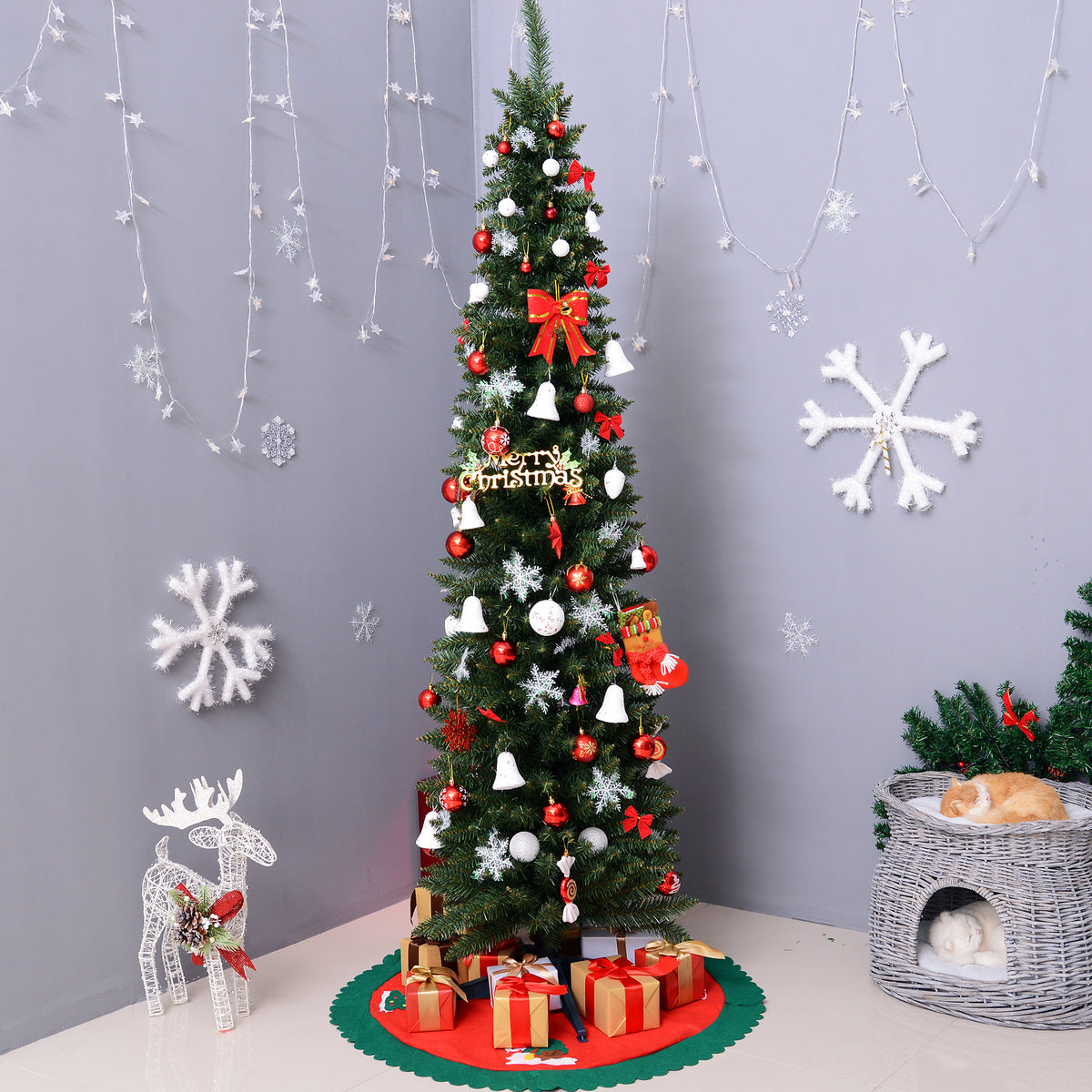 Kunstkerstboom kunstden kerstboom, incl. standaard kerstster 2,1 m, groen (2)