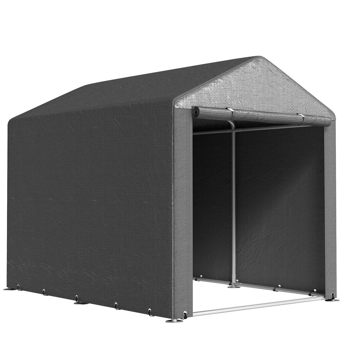 Gereedschapsschuur, tentgarage, grote deur, roestvrij metalen frame, 160x218x172 cm, donkergrijs