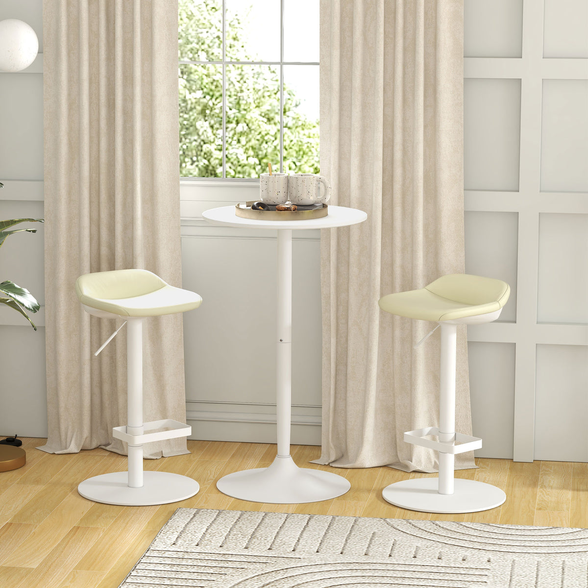 Bartafel statafel, tafel voor 2 personen, 60 x 60 x 102 cm, wit (2)