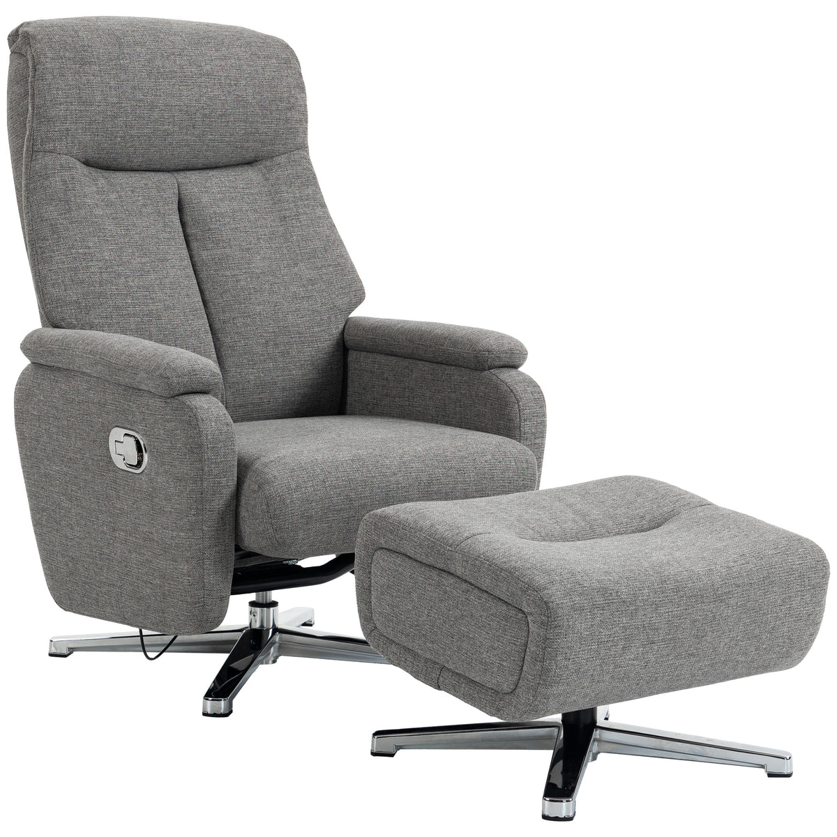 Relaxfauteuil handmatig verstelbaar loungefauteuil met voetenbank donkergrijs