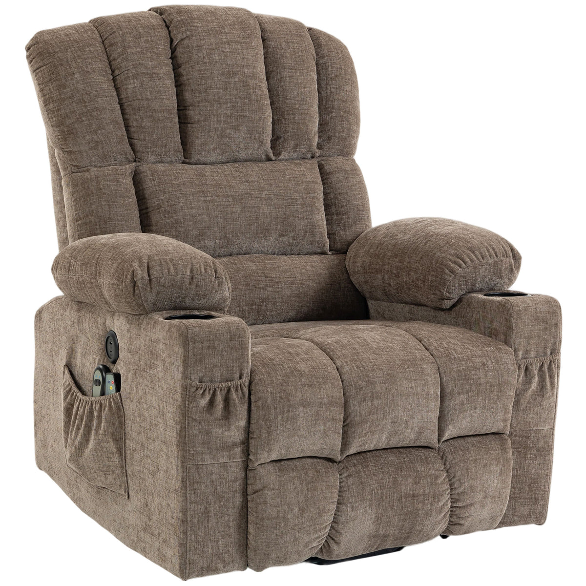 Televisiefauteuil met sta-op-hulp, elektrische relaxfauteuil met massage & warmte, ligfunctie, USB-aansluitingen