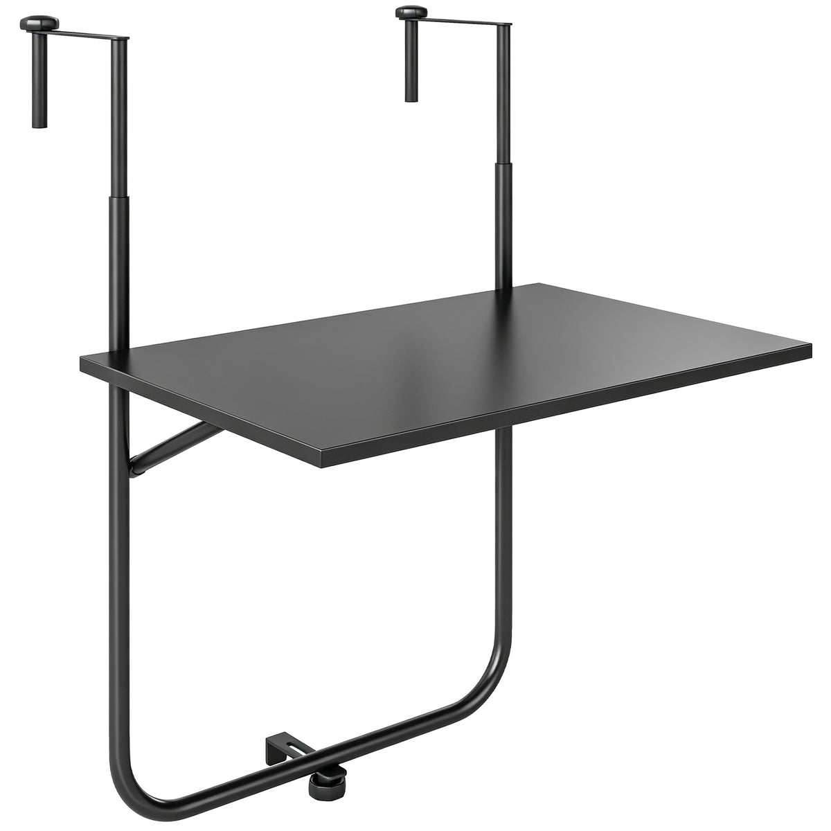 Balkontafel, voor balustrades van 6-15 cm dik, verstelbaar, roestvrij metaal, 62x60x85,5 cm, zwart