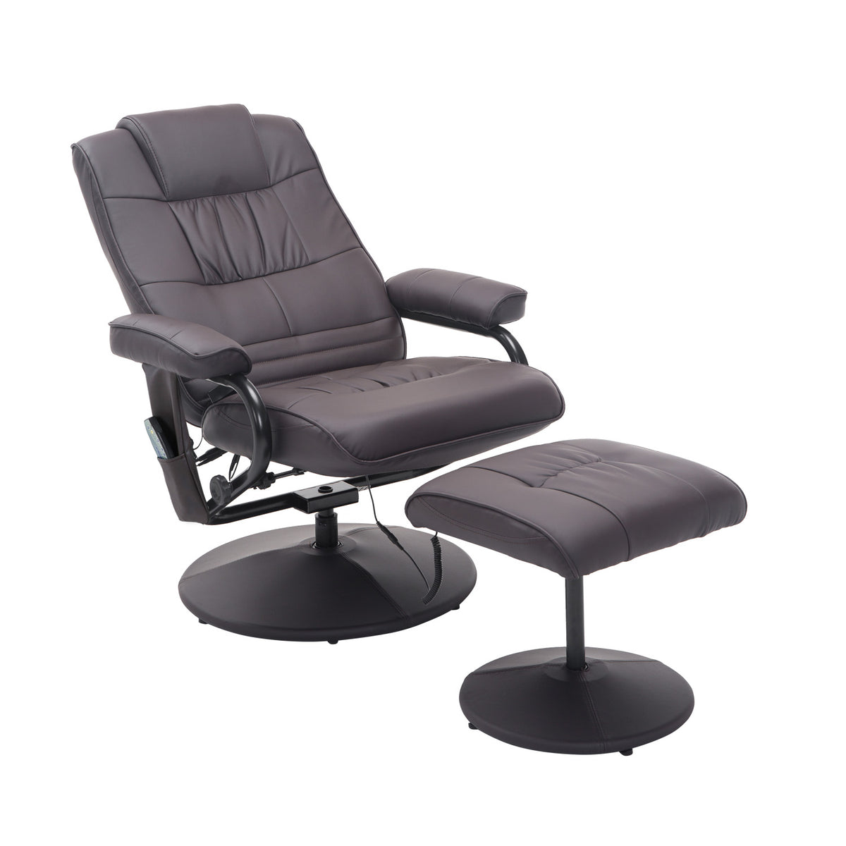 Massagestoel relaxstoel, incl. voetenbank, 10 vibratiepunten, 1 afstandsbediening; 77 cm x 84 cm x 95 cm, Bruin