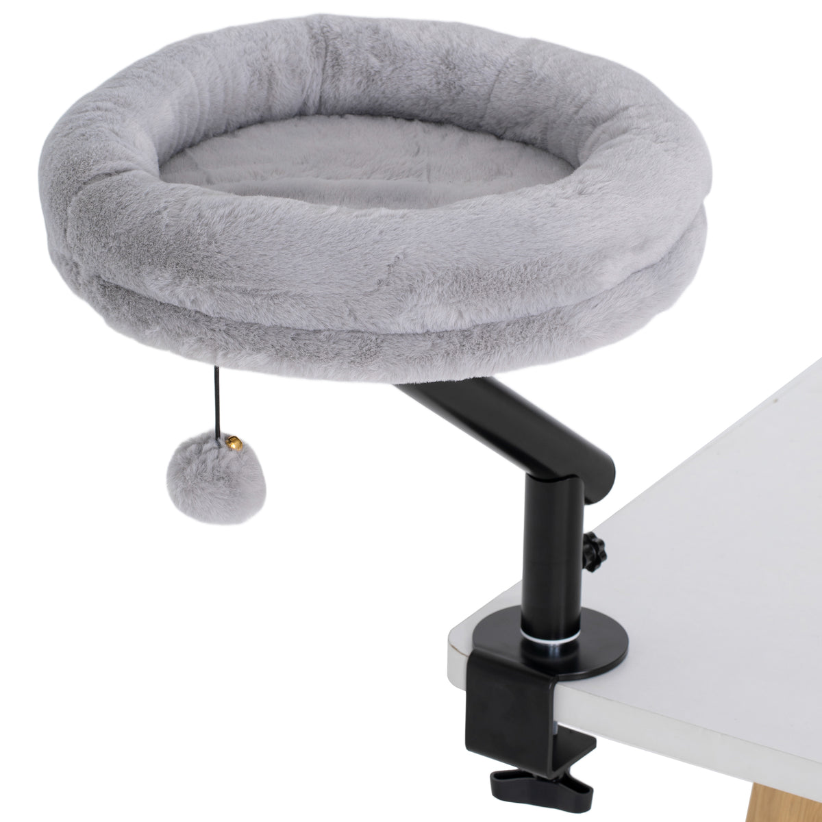 Katzenbureau-bed, kattenbed voor bureau met 360° draaifunctie, verstelbare hoogte, kattenligplaats met