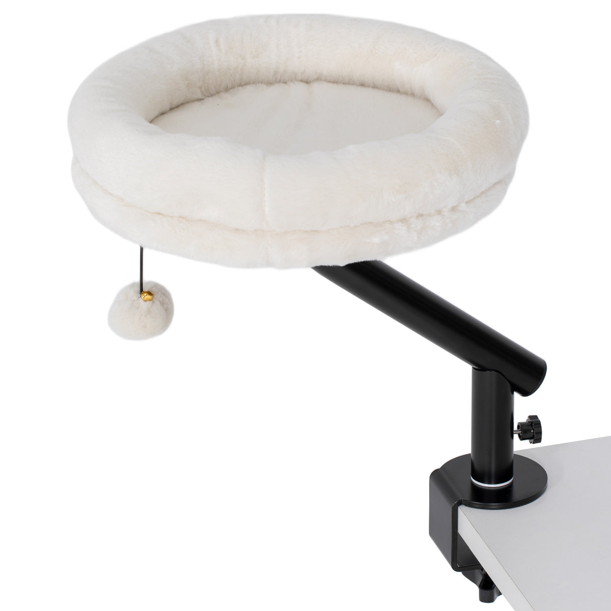 Kattenbureau-bed, kattenbed voor bureau met 360°-rotatie, verstelbare hoogte, kattenligplaats met afneembaar