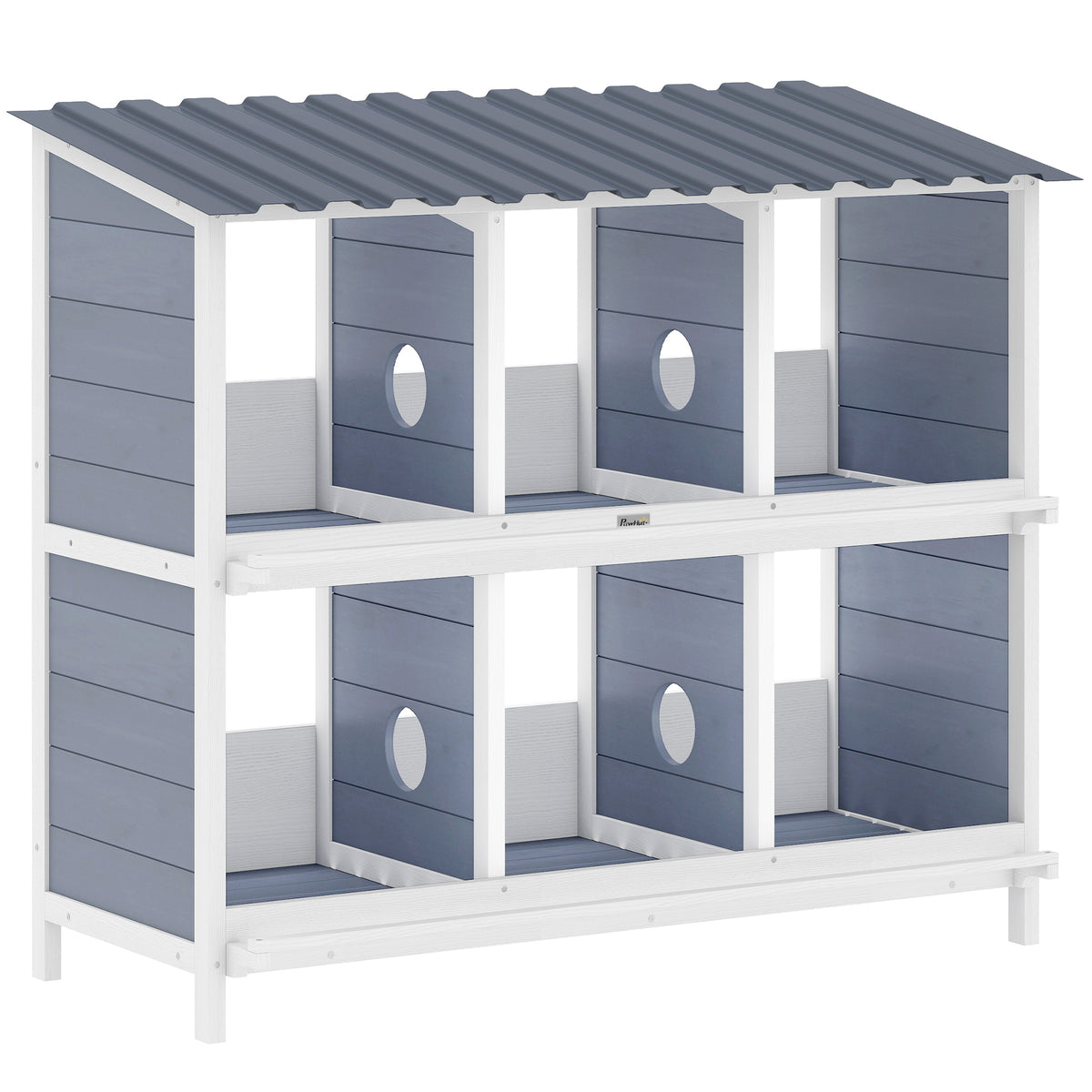 Legnest voor kippen, verhoogd houten kippennest met 6 vakken, 2 zitstokken voor dierenverblijf 102 x 50 x 91 cm
