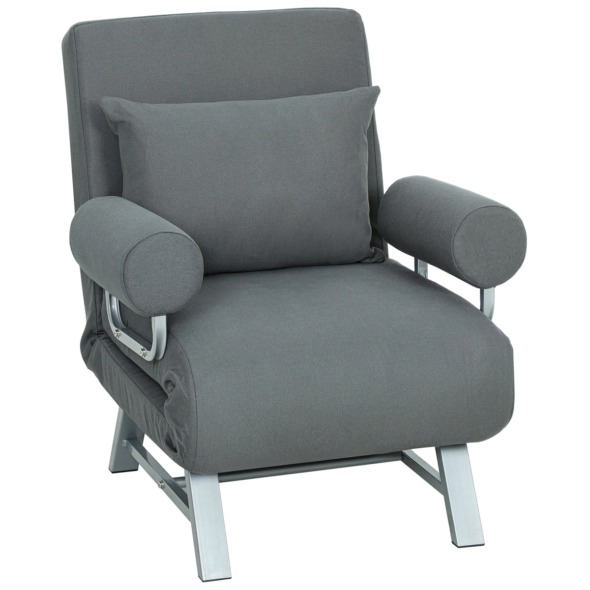 Slaapfauteuil, gestoffeerde fauteuil, ombouwbaar tot logeerbed, ergonomisch, donkergrijs