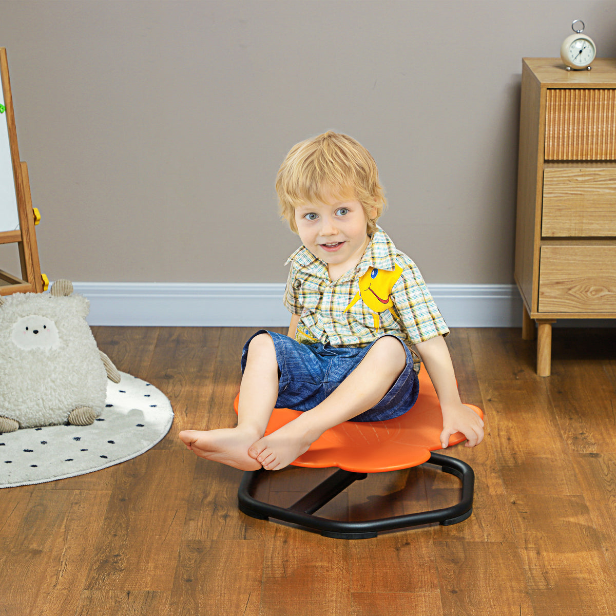 Sensorische kinderstoel, draaistoel voor autisme, sensorische balanstrainingsstoel kunststof oranje (2)